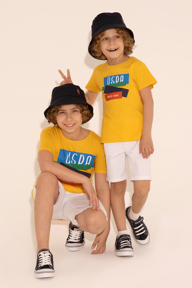 Erkek Çocuk Safran Bisiklet Yaka Tişört