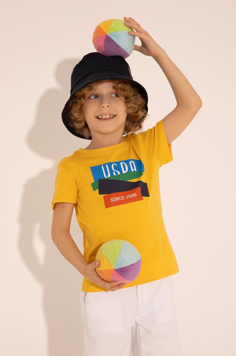 Erkek Çocuk Safran Bisiklet Yaka Tişört