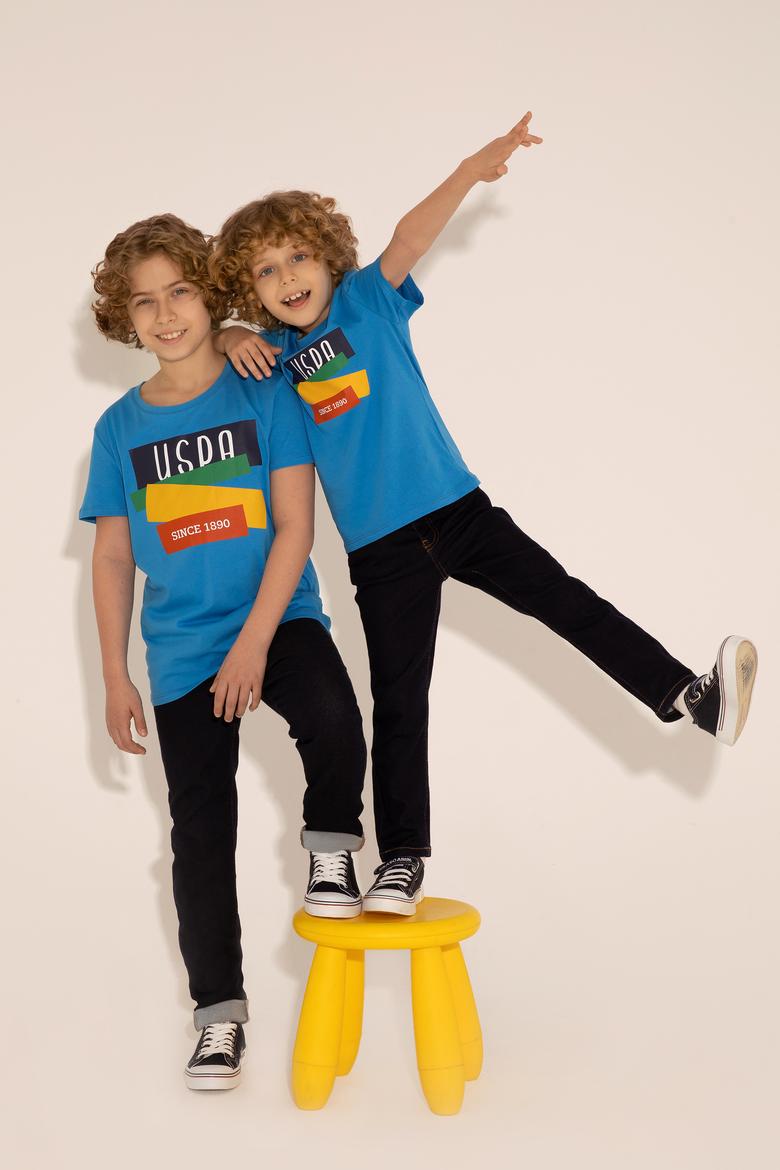 Erkek Çocuk Saks Bisiklet Yaka Tişört