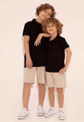 Erkek Çocuk Siyah Basic Polo Yaka Tişört - 50292129018