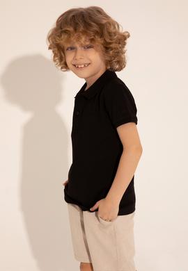 Erkek Çocuk Siyah Basic Polo Yaka Tişört - 50292129018