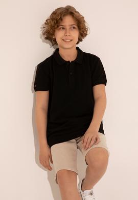 Erkek Çocuk Siyah Basic Polo Yaka Tişört - 50292129018