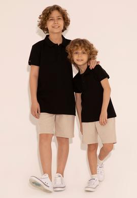 Erkek Çocuk Siyah Basic Polo Yaka Tişört - 50292129018