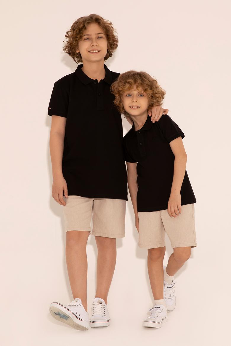 Erkek Çocuk Siyah Basic Polo Yaka Tişört