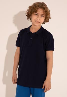 Erkek Çocuk Lacivert Basic Polo Yaka Tişört - 50292129042