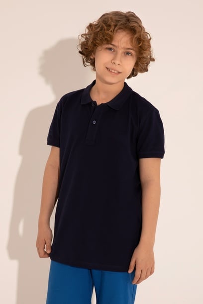 Erkek Çocuk Lacivert Basic Polo Yaka Tişört