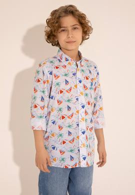 Erkek Çocuk Beyaz Uzun Kollu Gömlek - 50288716004