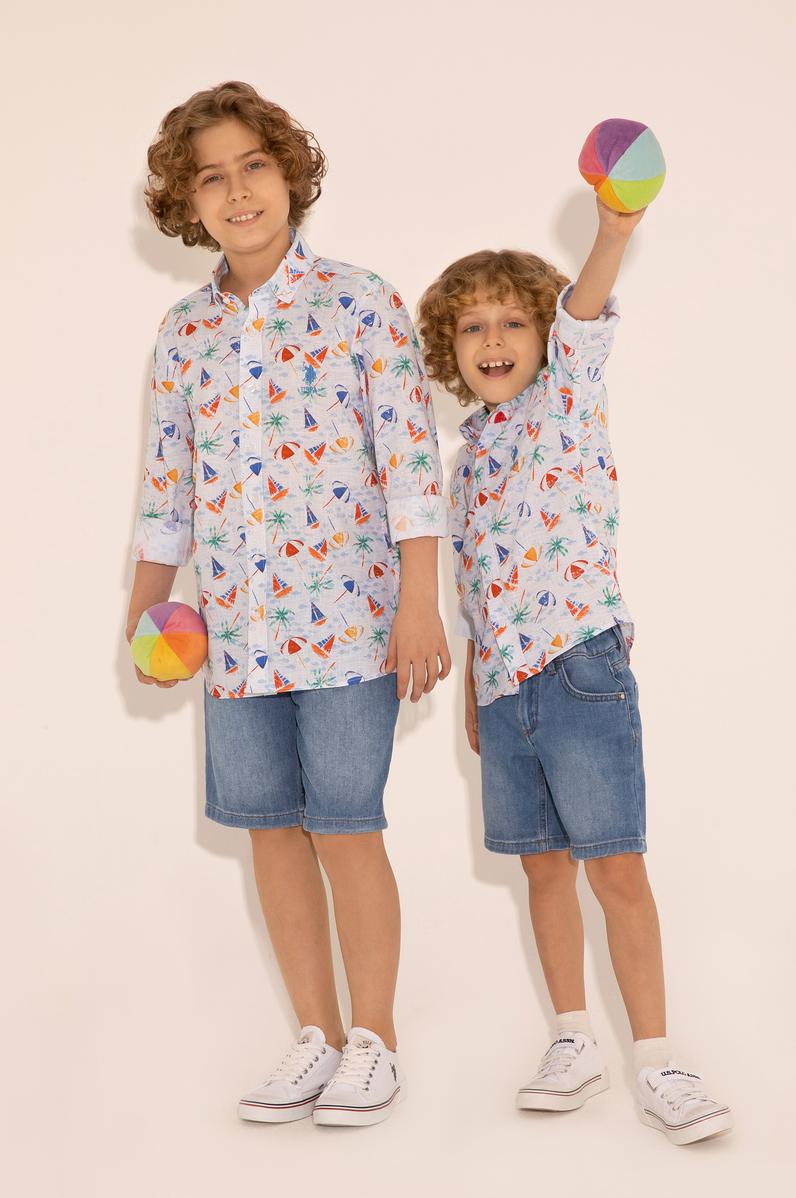 Erkek Çocuk Beyaz Uzun Kollu Gömlek