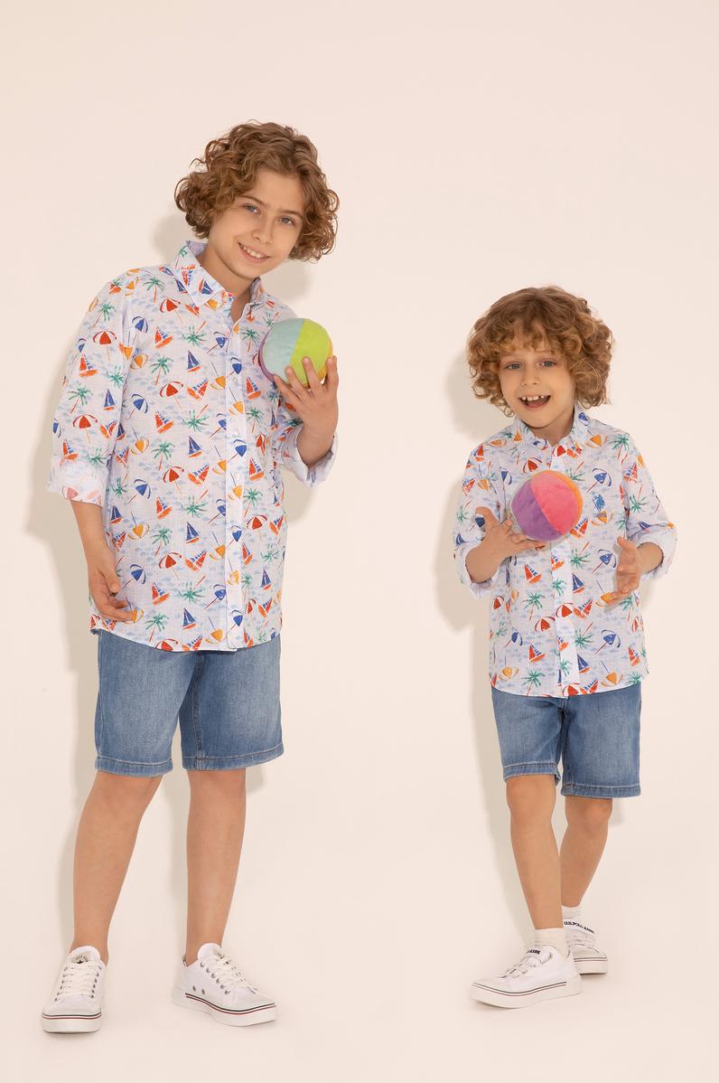 Erkek Çocuk Beyaz Uzun Kollu Gömlek