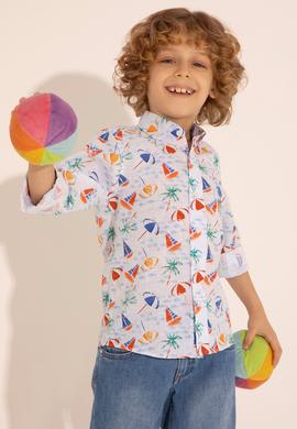 Erkek Çocuk Beyaz Uzun Kollu Gömlek - 50288716004