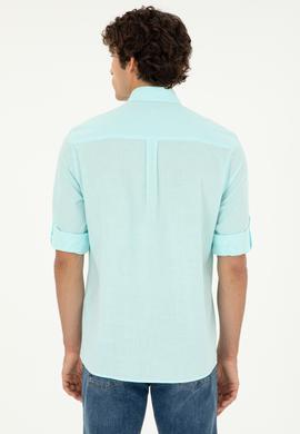 Erkek Su Yeşili Uzun Kollu Basic Gömlek - 50288648124