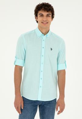 Erkek Su Yeşili Uzun Kollu Basic Gömlek - 50288648124