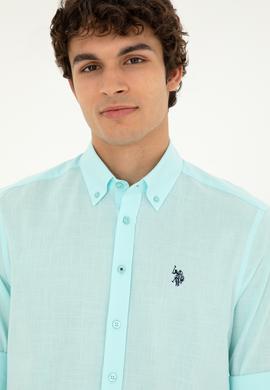 Erkek Su Yeşili Uzun Kollu Basic Gömlek - 50288648124