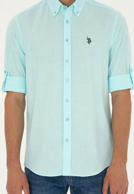 Erkek Su Yeşili Uzun Kollu Basic Gömlek - 50288648124