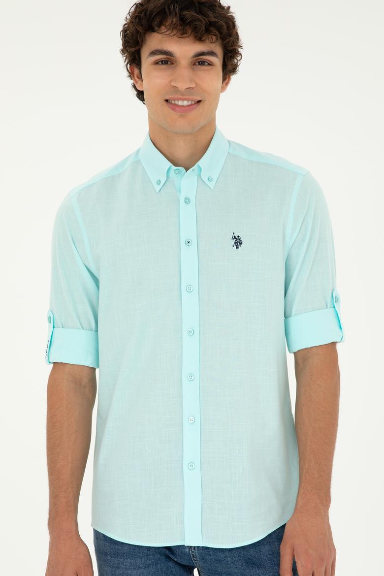 Erkek Su Yeşili Uzun Kollu Basic Gömlek - 50288648124