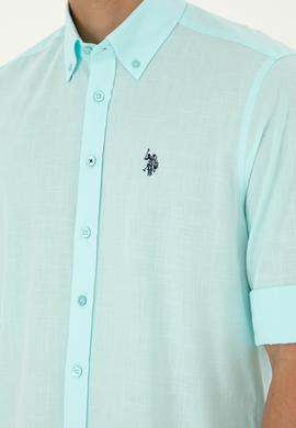 Erkek Su Yeşili Uzun Kollu Basic Gömlek - 50288648124