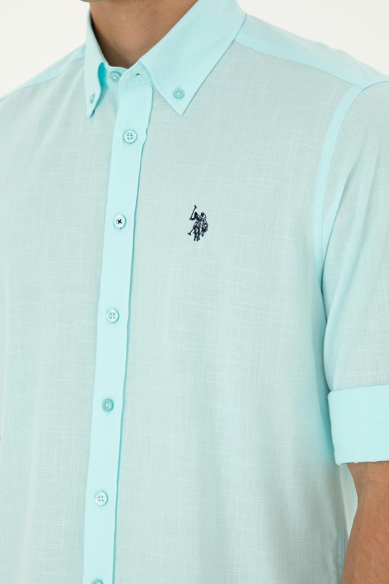 Erkek Su Yeşili Uzun Kollu Basic Gömlek - 50288648124