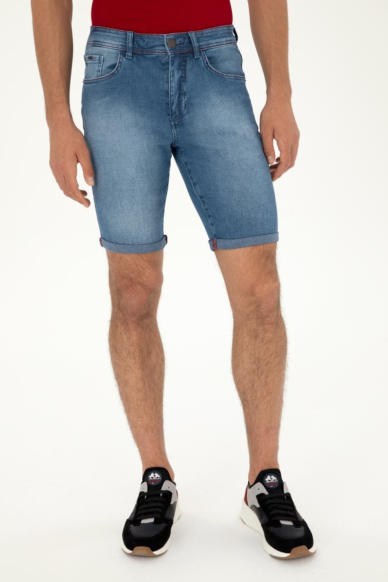 Erkek Açık Mavi Jean Şort - 50288400005