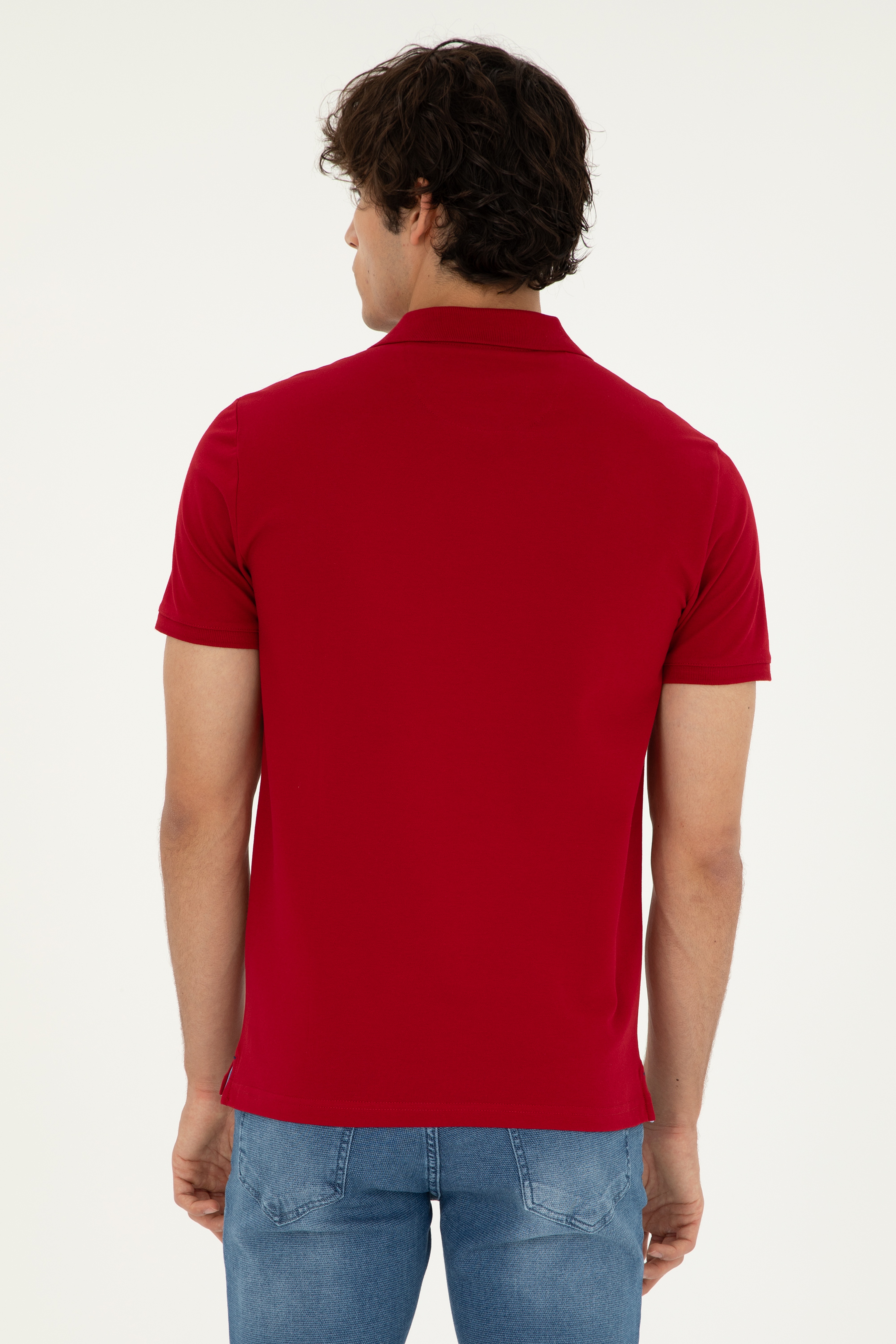 Erkek Bordo Basic Tişört - Image 5