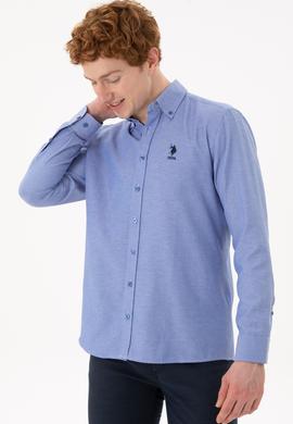 Erkek Koyu Mavi Uzun Kollu Basic Gömlek - 50253872097