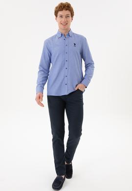 Erkek Koyu Mavi Uzun Kollu Basic Gömlek - 50253872097