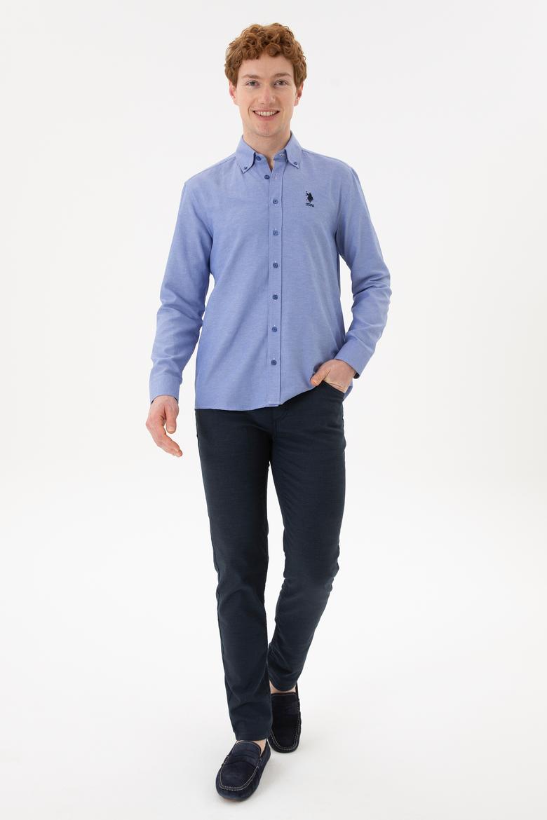 Erkek Koyu Mavi Uzun Kollu Basic Gömlek - 50253872097