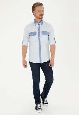 Erkek Açık Mavi Uzun Kollu Gömlek - 50283811016