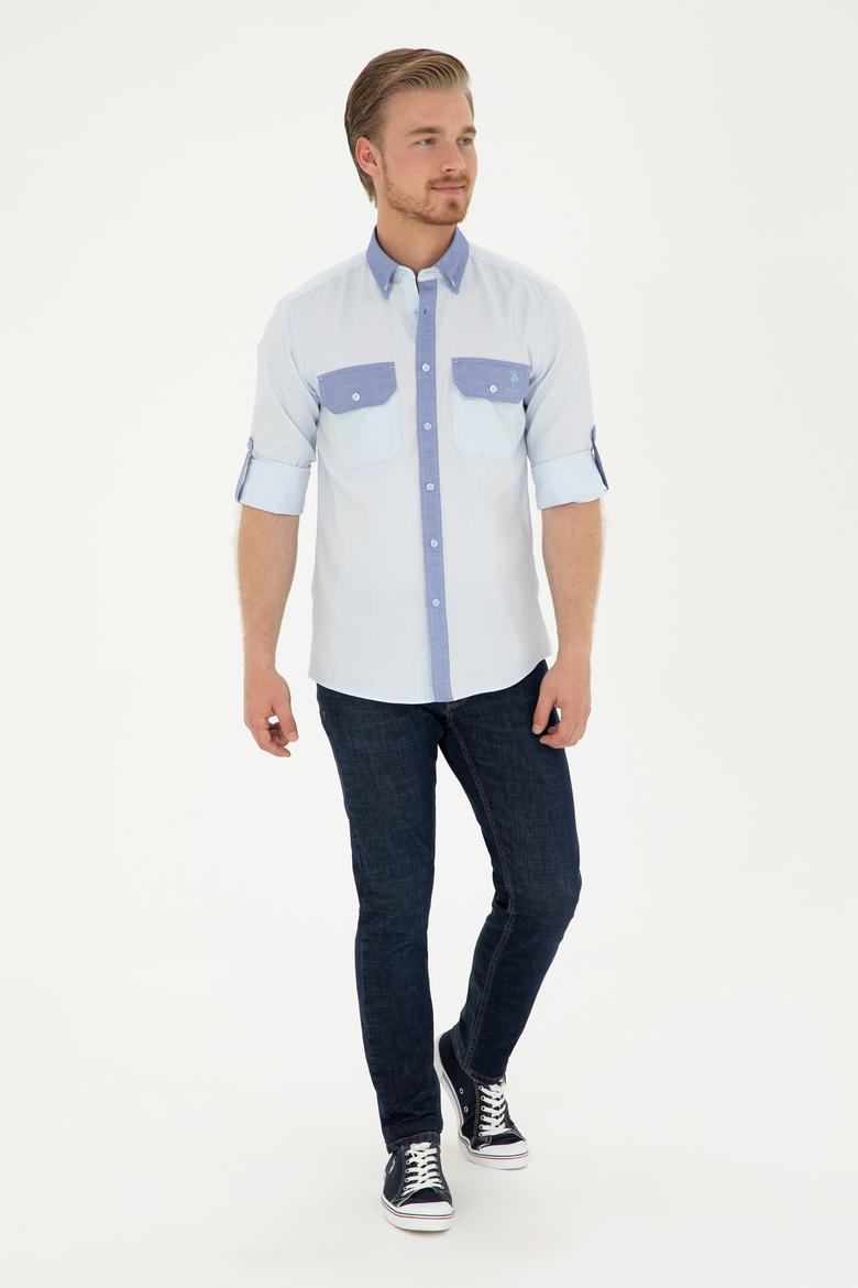 Erkek Açık Mavi Uzun Kollu Gömlek - 50283811016