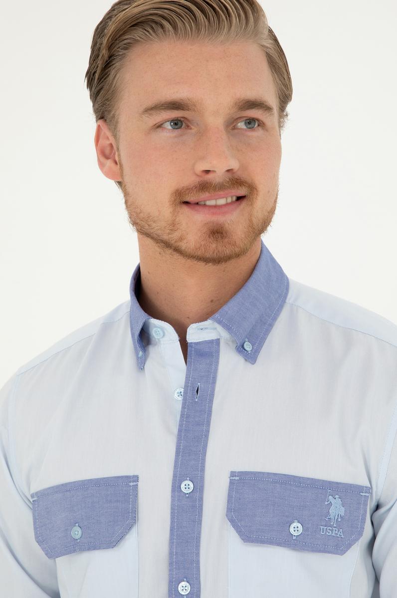 Erkek Açık Mavi Uzun Kollu Gömlek