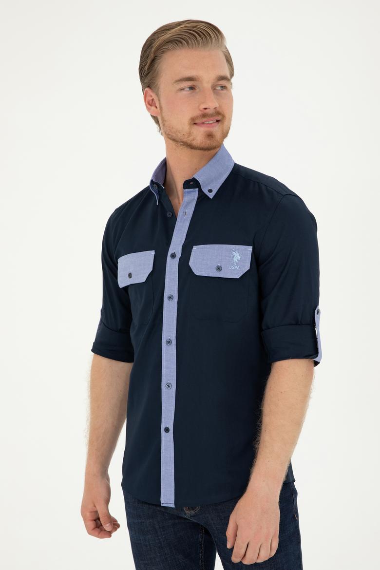 Erkek Lacivert Uzun Kollu Gömlek - 50283811024