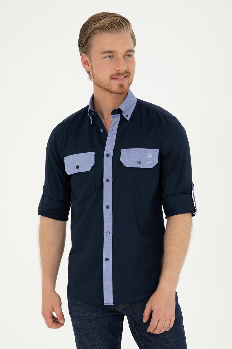 Erkek Lacivert Uzun Kollu Gömlek