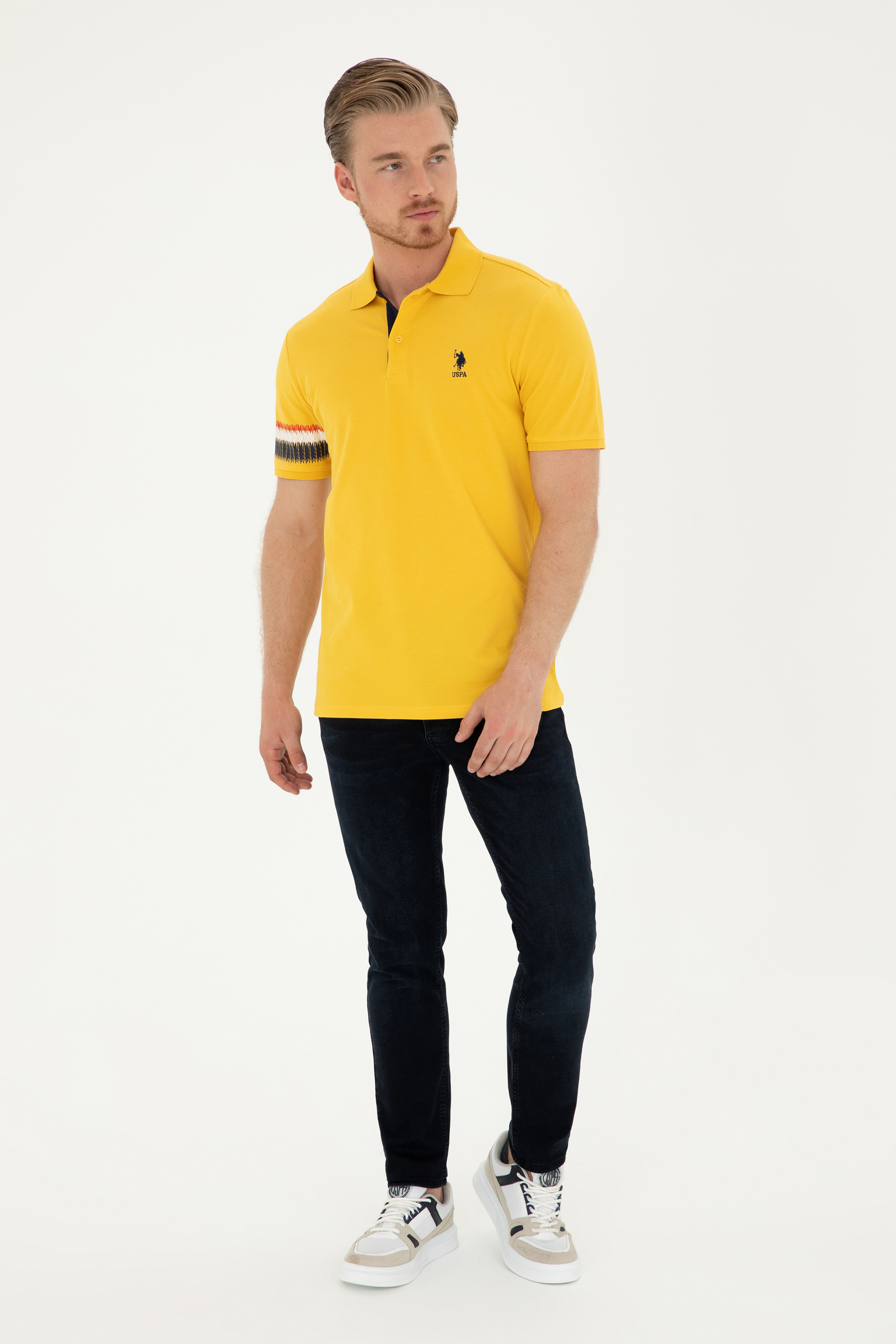 Erkek Regular Fit Polo Yaka Safran Tişört - Image 4