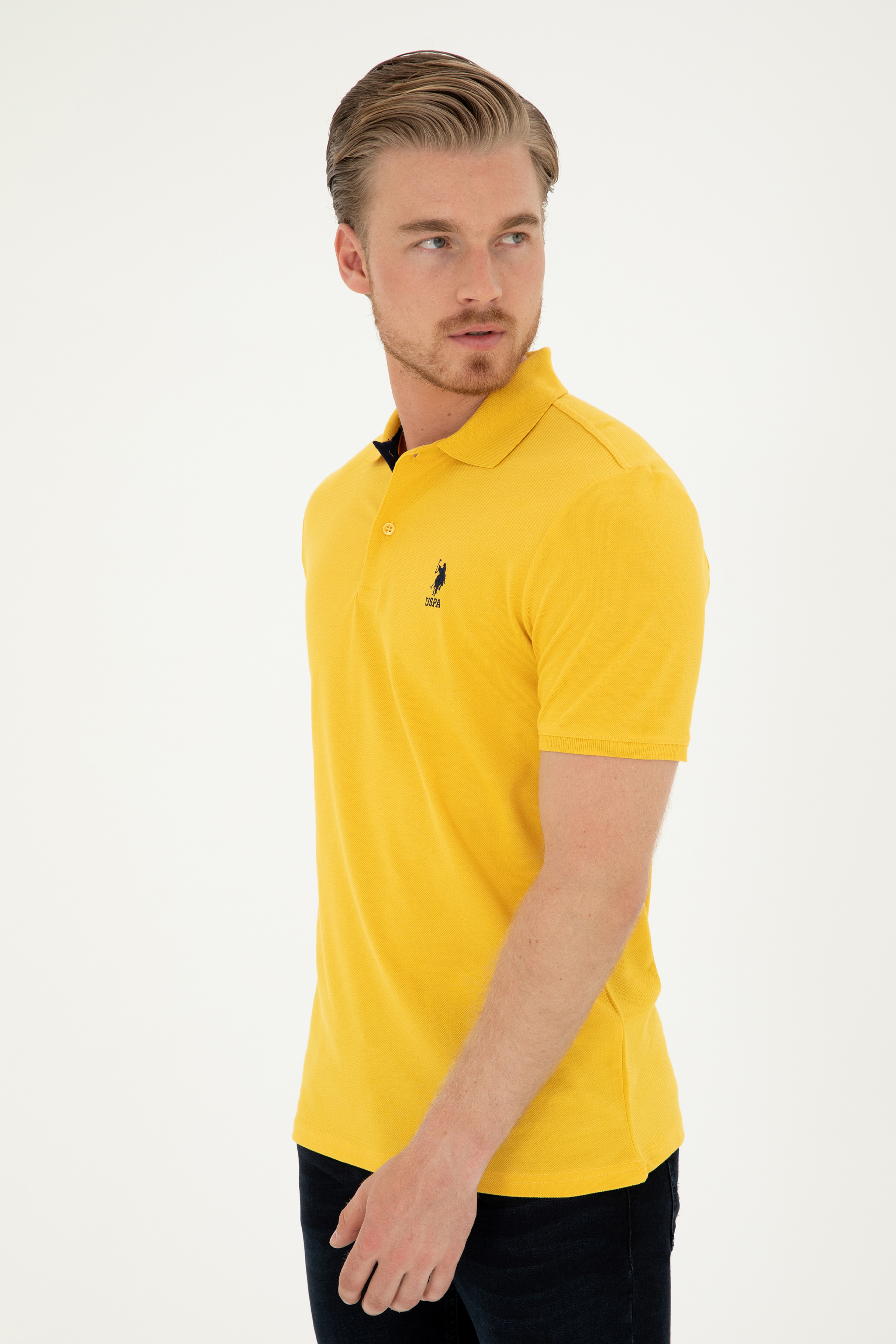 Erkek Regular Fit Polo Yaka Safran Tişört - Image 3