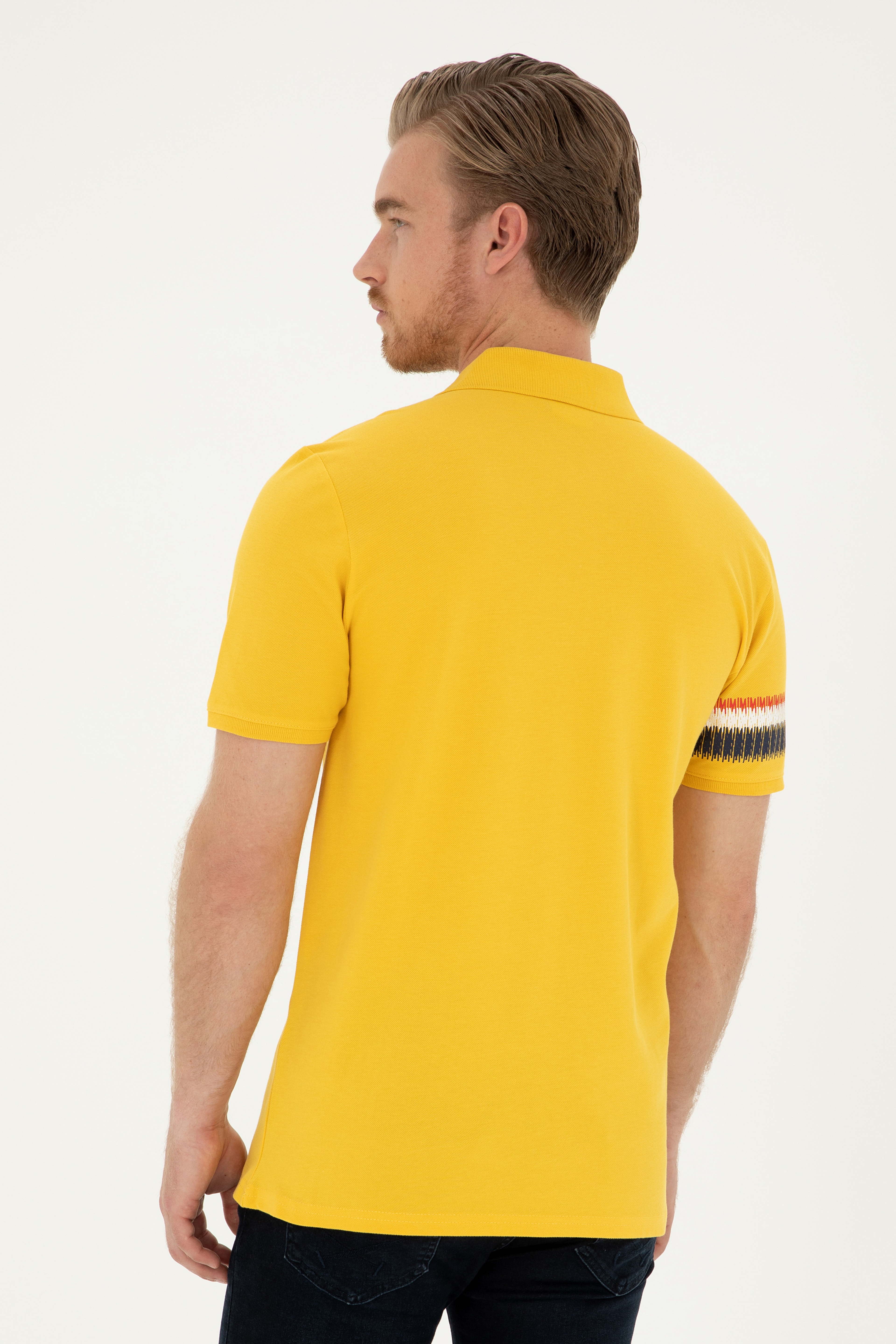 Erkek Regular Fit Polo Yaka Safran Tişört - Image 5