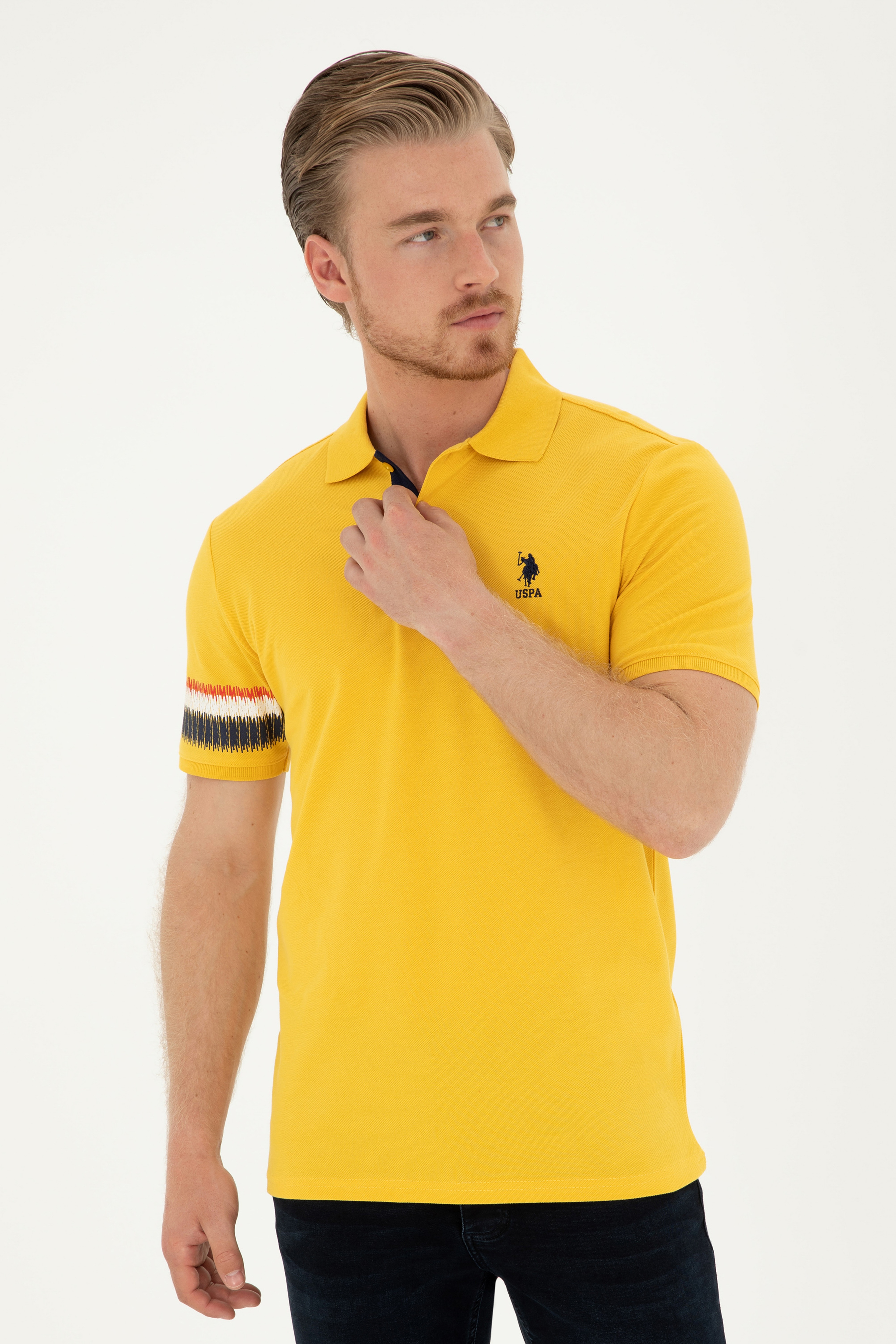 Erkek Regular Fit Polo Yaka Safran Tişört - Image 1