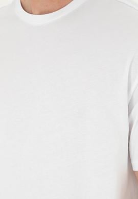 Erkek Comfort Fit Bisiklet Yaka Beyaz Tişört - 50294216009