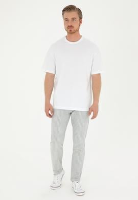 Erkek Comfort Fit Bisiklet Yaka Beyaz Tişört - 50294216009