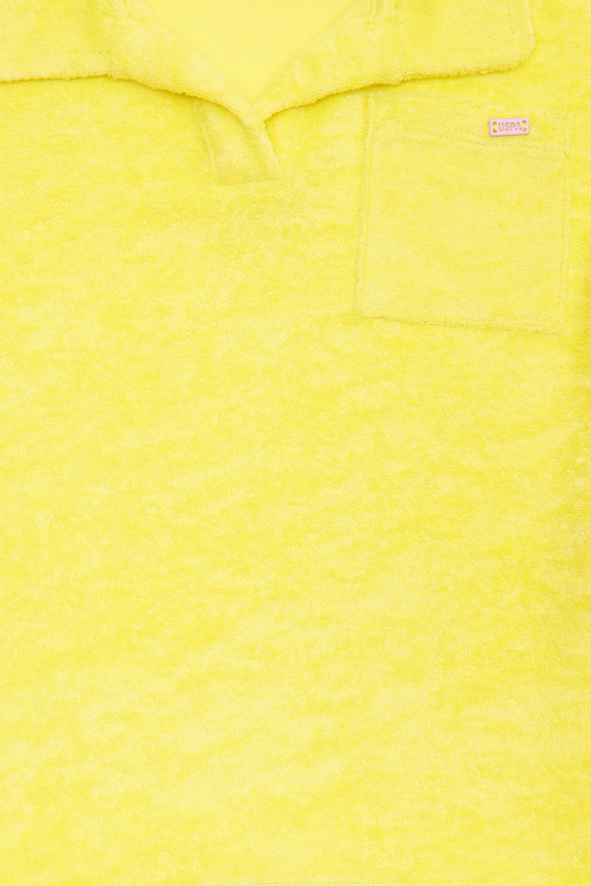 Kız Çocuk Neon Sarı Havlu Kumaş Polo Yaka Tişört - Image 6