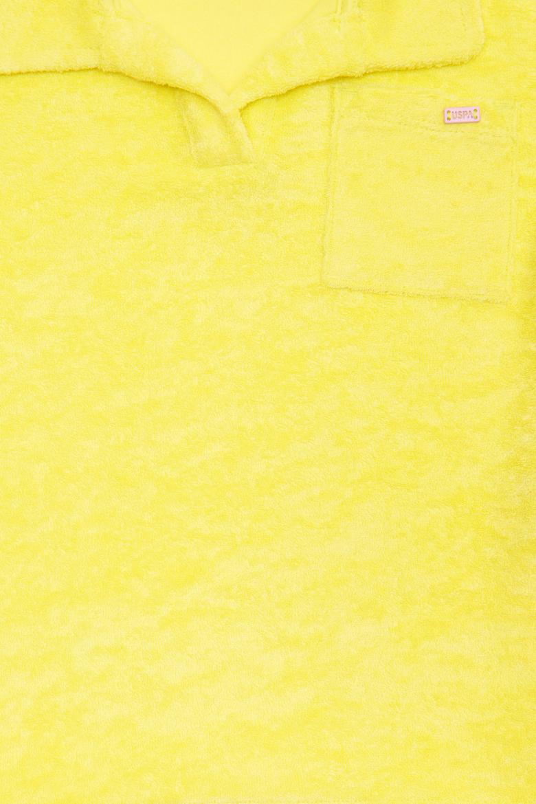 Kız Çocuk Neon Sarı Havlu Kumaş Polo Yaka Tişört - 50265392003