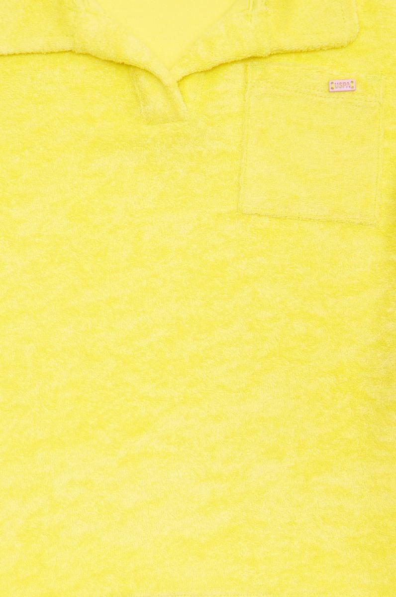 Kız Çocuk Neon Sarı Havlu Kumaş Polo Yaka Tişört