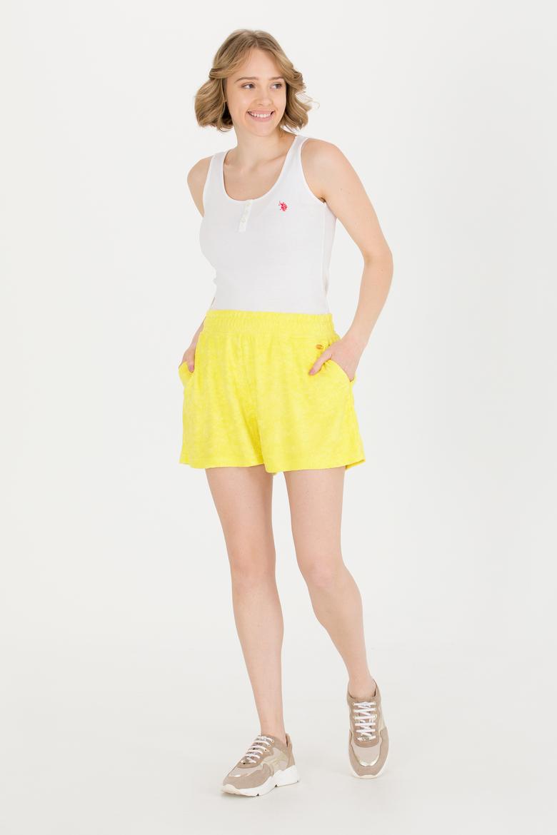 Kadın Neon Sarı Örme Şort - 50263977049