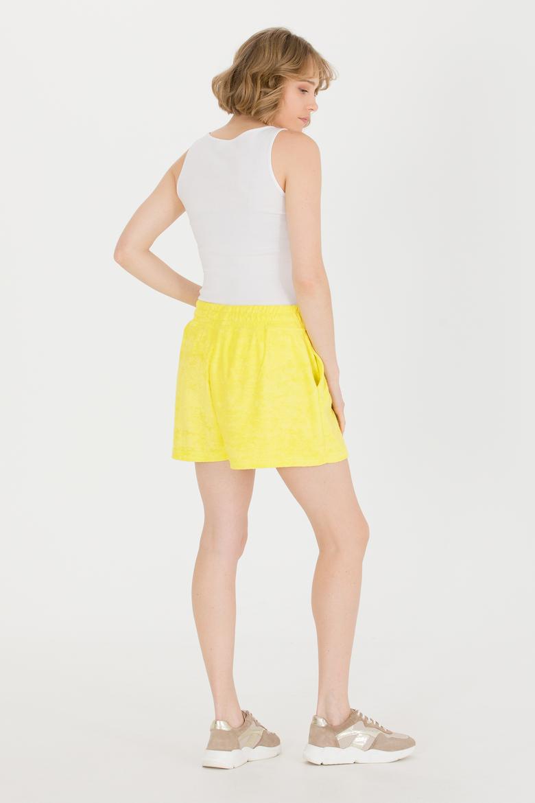 Kadın Neon Sarı Örme Şort - 50263977049