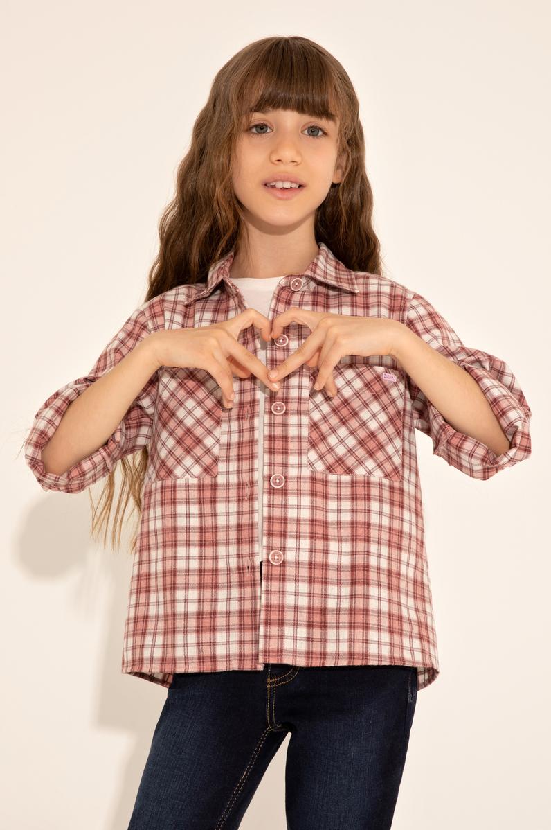 Kız Çocuk Pembe Uzun Kollu Gömlek