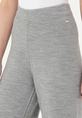 Kadın Gri Melanj Loose Fit Triko Pantolon - 50277305013