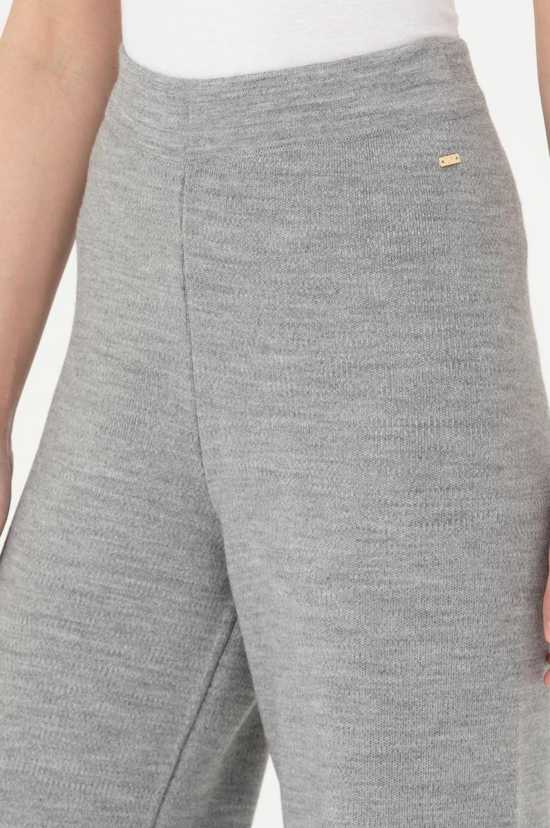 Kadın Gri Melanj Loose Fit Triko Pantolon