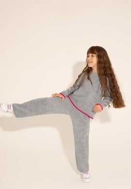 Kız Çocuk Gri Melanj Kazak - 50276995009