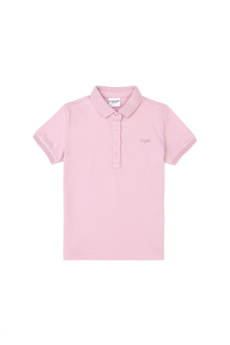 Kız Çocuk Pembe Polo Yaka Basic Tişört - 50288501005