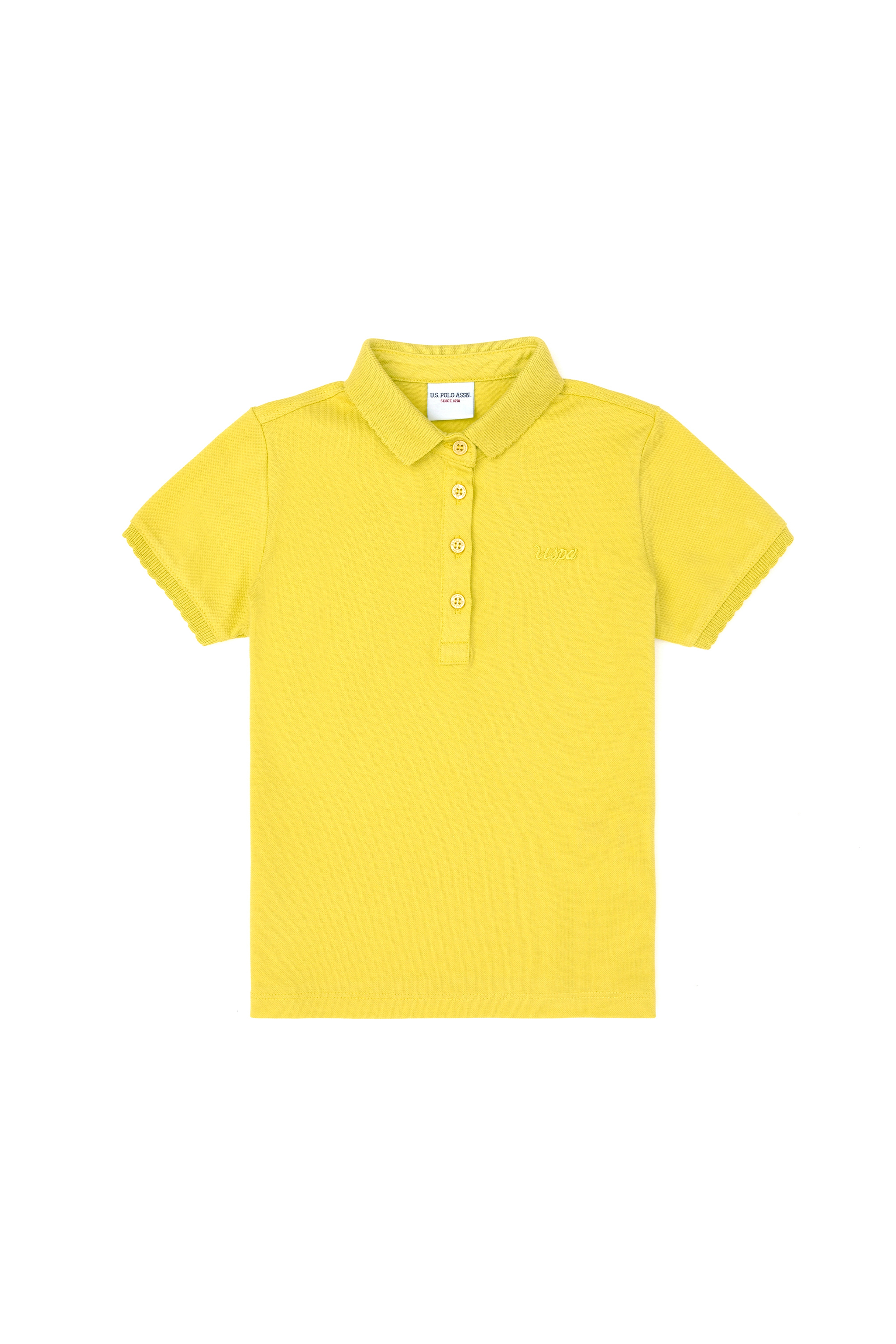 Kız Çocuk Fıstık Polo Yaka Basic Tişört - Image 3