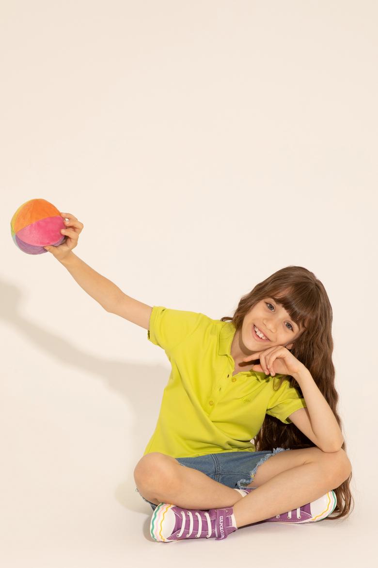 Kız Çocuk Fıstık Polo Yaka Basic Tişört - 50288501104