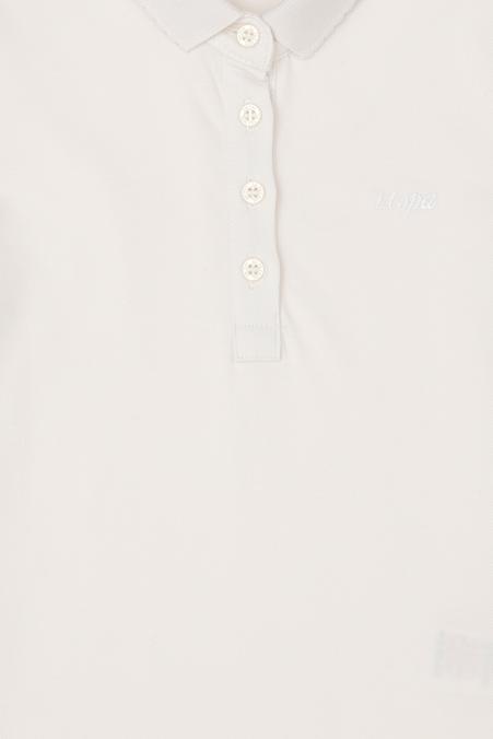 Kız Çocuk Ekru Polo Yaka Basic Tişört